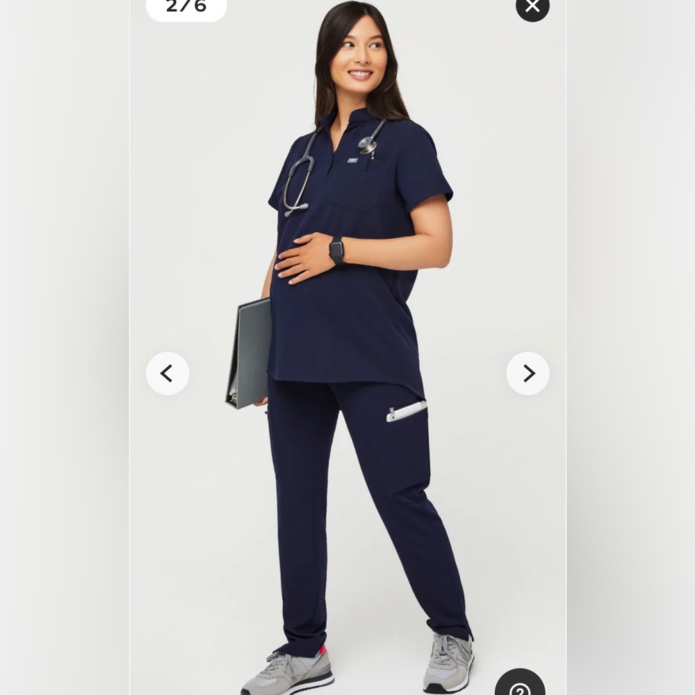 Maternity Navy Figs set with Yola skinny scrub pants and Kitale scrub top Size S